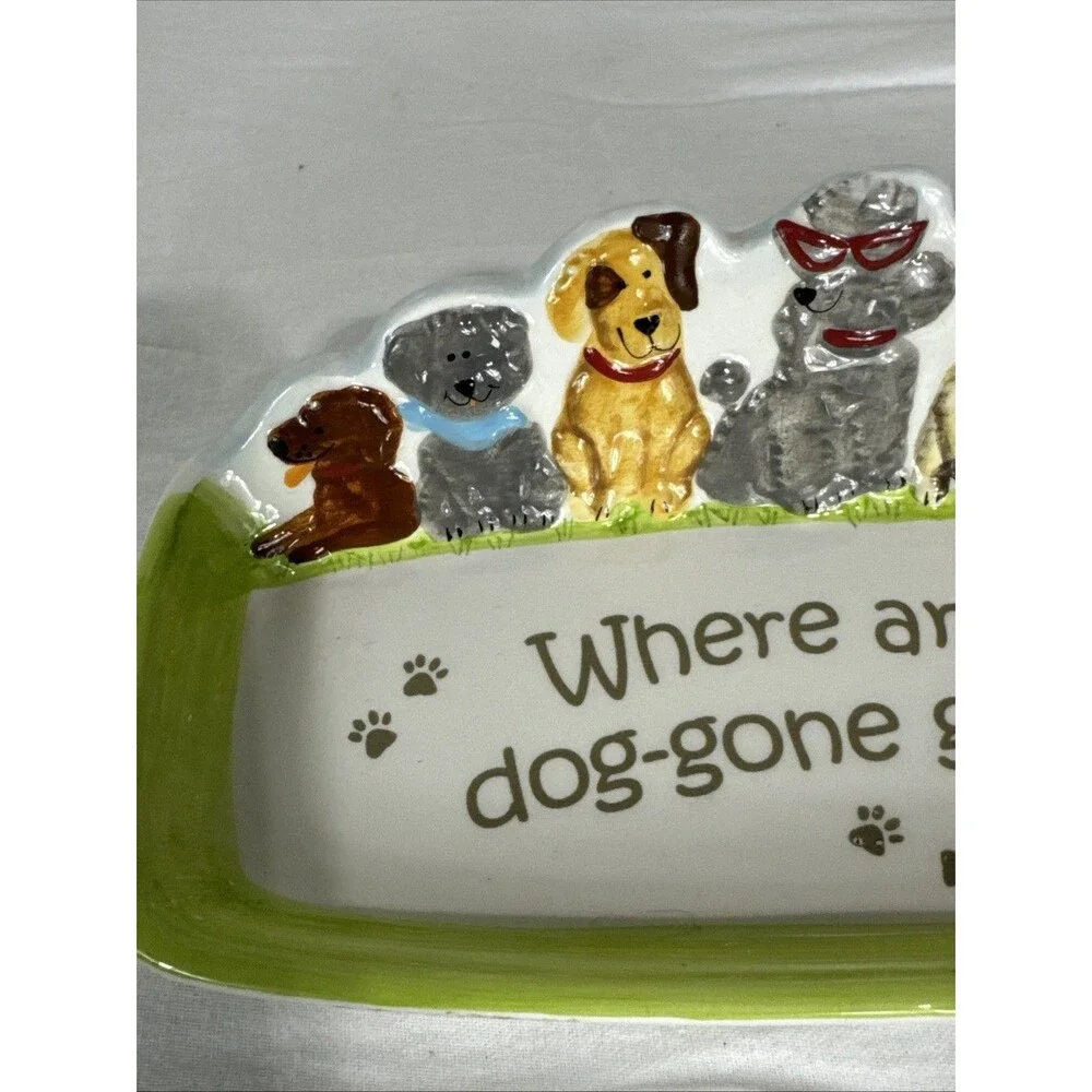 Ceramic Eyeglass Holder Tray Dog Lover Where Are My Do-gone Glasses Decor
